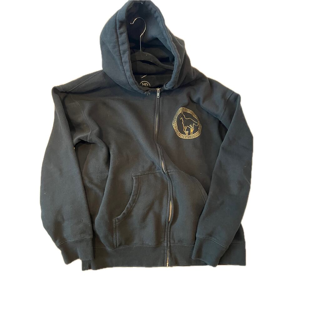 MDNY Merch Direct Horse Symbol Black Pullover Hoodie Mens L